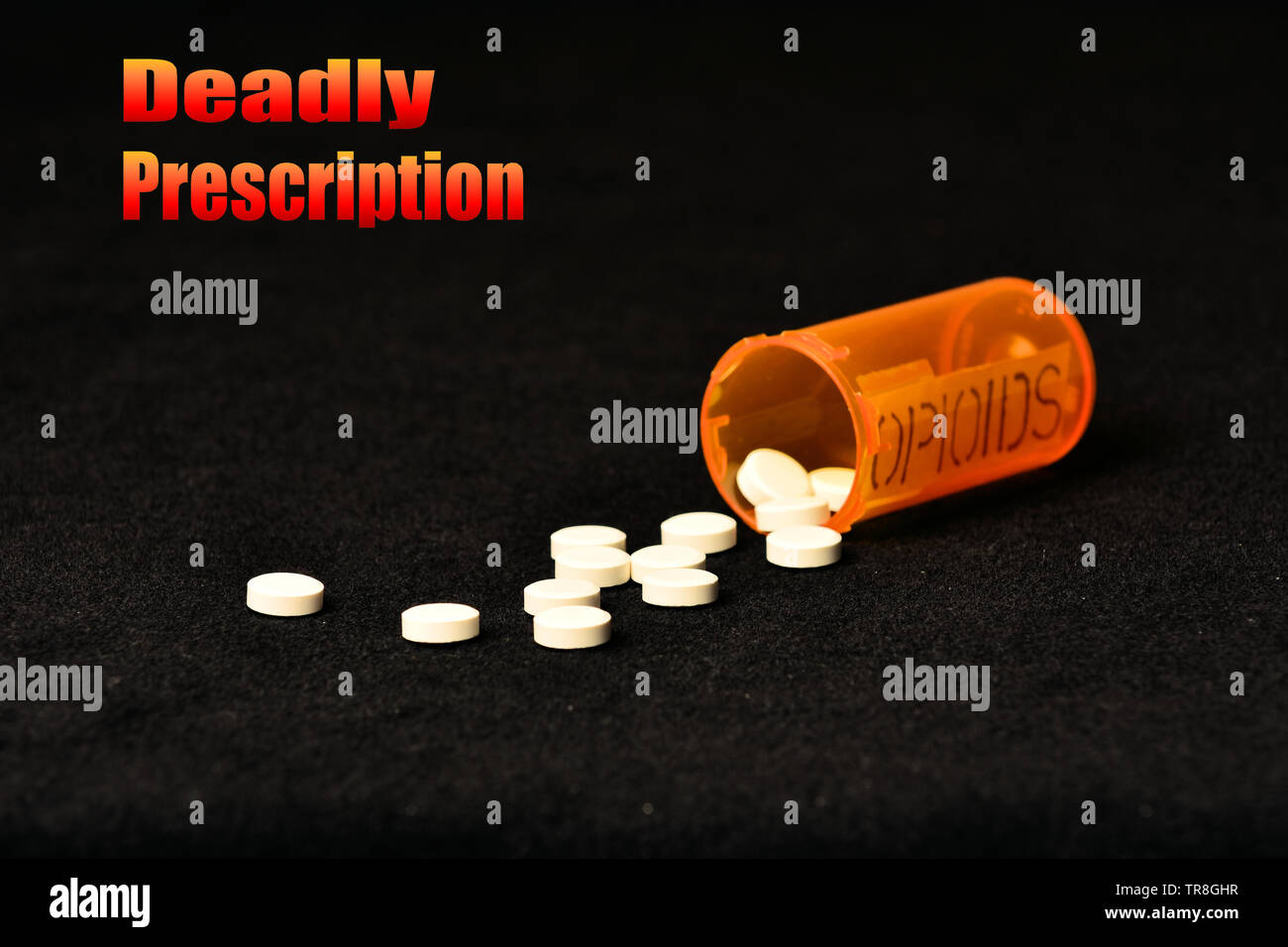 Zeichen und Symbole der opioid Missbrauch und mögliche Ergebnisse. Stockfoto