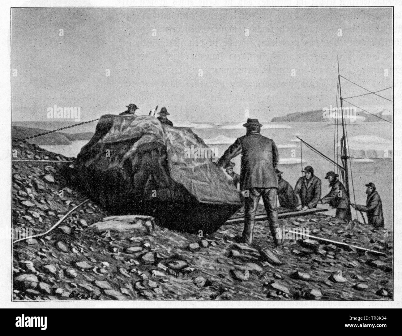 Große Meteoriten von Melville Bay im Norden von Grönland. Auf Peary (Geographie, 1904) Stockfoto