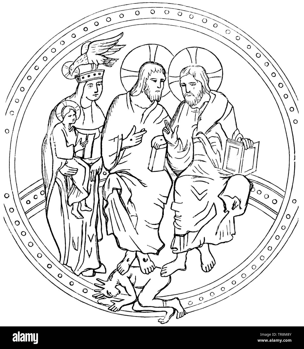 Symbolische Darstellung der Dreifaltigkeit im 10. Jahrhundert,, (Enzyklopädie, 1893) Stockfoto