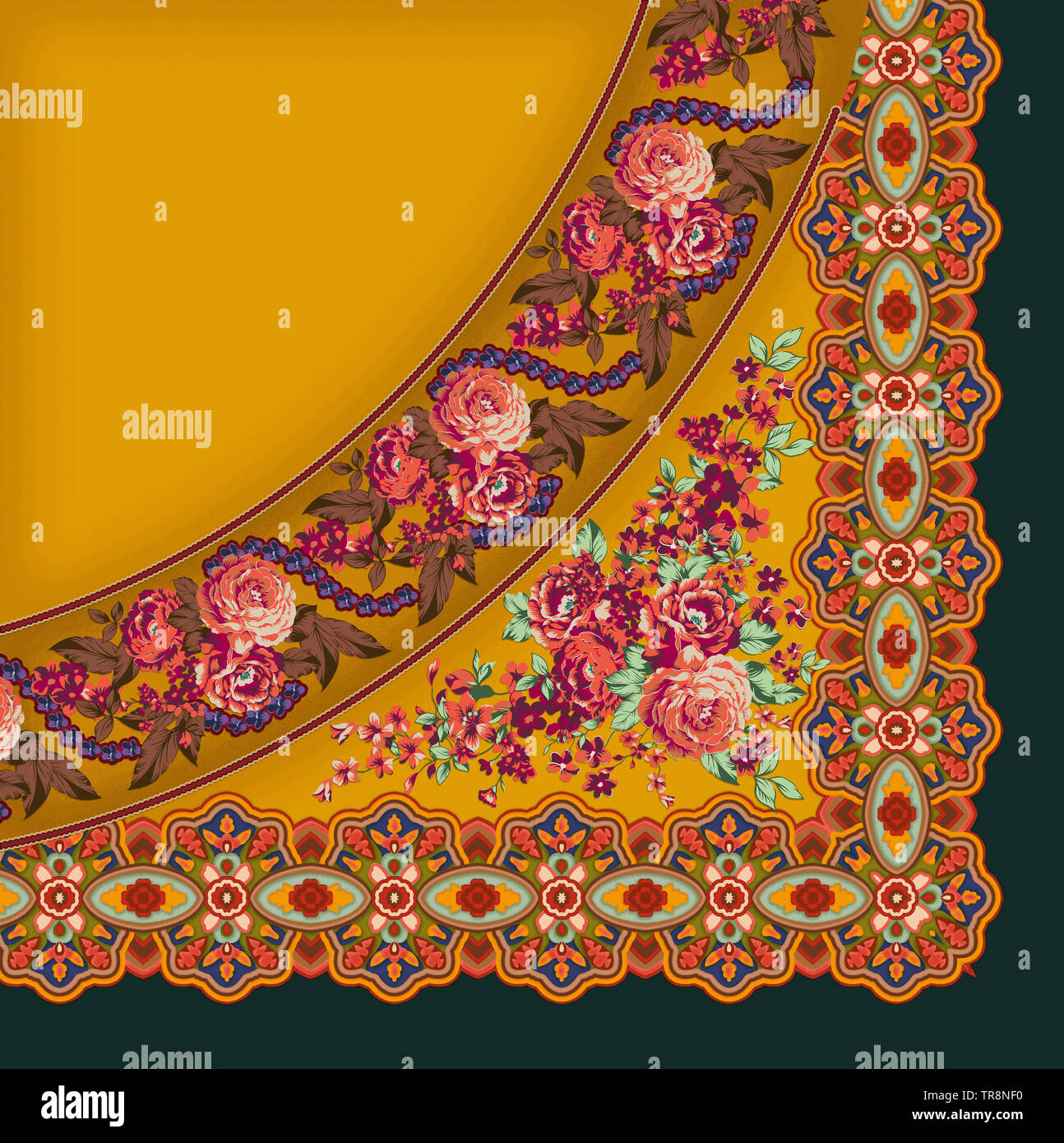 Blumen Ecke Grenze Hand gezeichnet vintage Handbuch Abbildung Digital durch Mich bei Adobe Photoshop CC + Summe der Handgefertigten angenehmeres Arbeiten Stockfoto