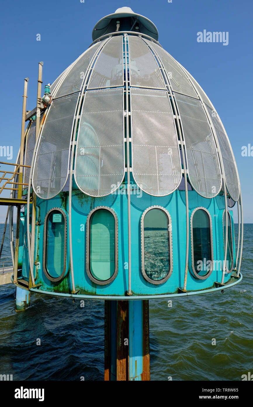 Die Beobachtung der Unterwasserwelt tauchen Gondel der/Seebrücke Sellin auf der Insel Rügen, Ostsee. Stockfoto