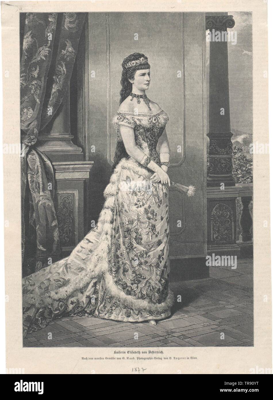 Elisabeth, Kaiserin von Österreich, gedruckten Faksimile auf Gemälde von Georg Raab, 1878, aus Anlass der Silbernen Hochzeit (1879),, Additional-Rights - Clearance-Info - Not-Available Stockfoto