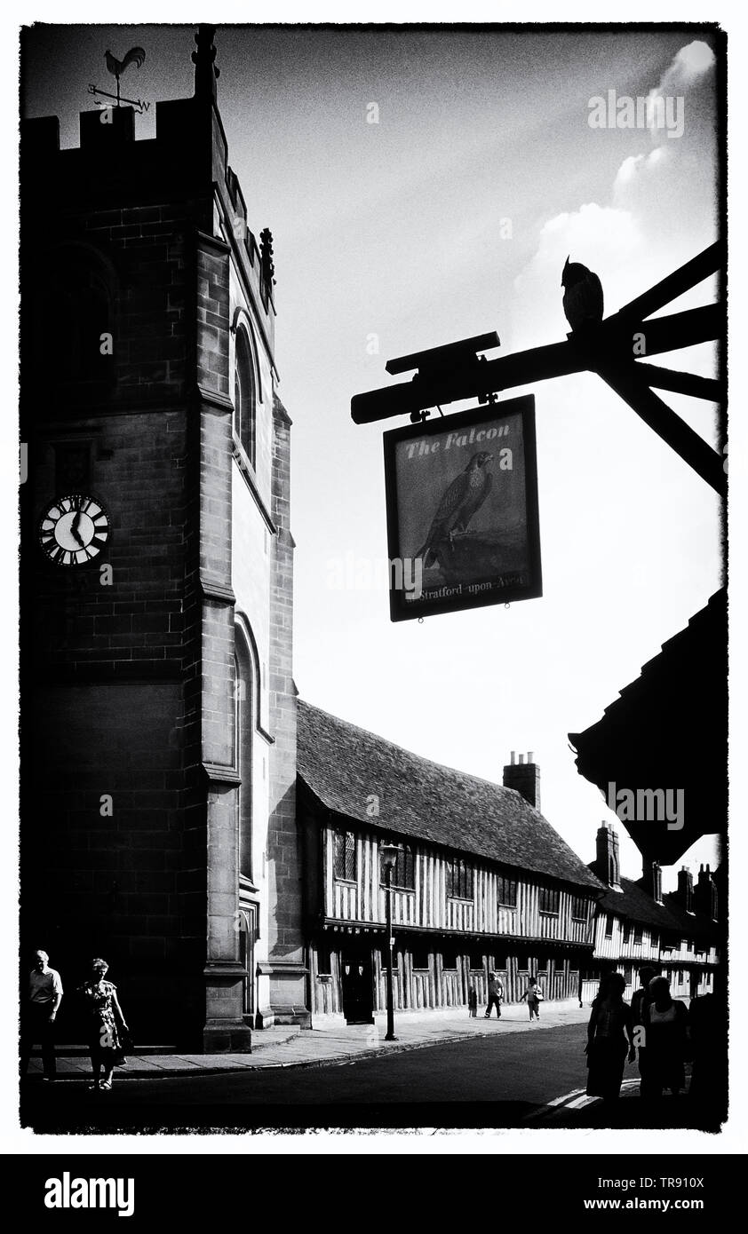 Die Gilde Kapelle, Shakespeares Schule & Guildhall, Church Street, Stratford-upon-Avon, Warwickshire, England, UK. Ca. 80er Stockfoto