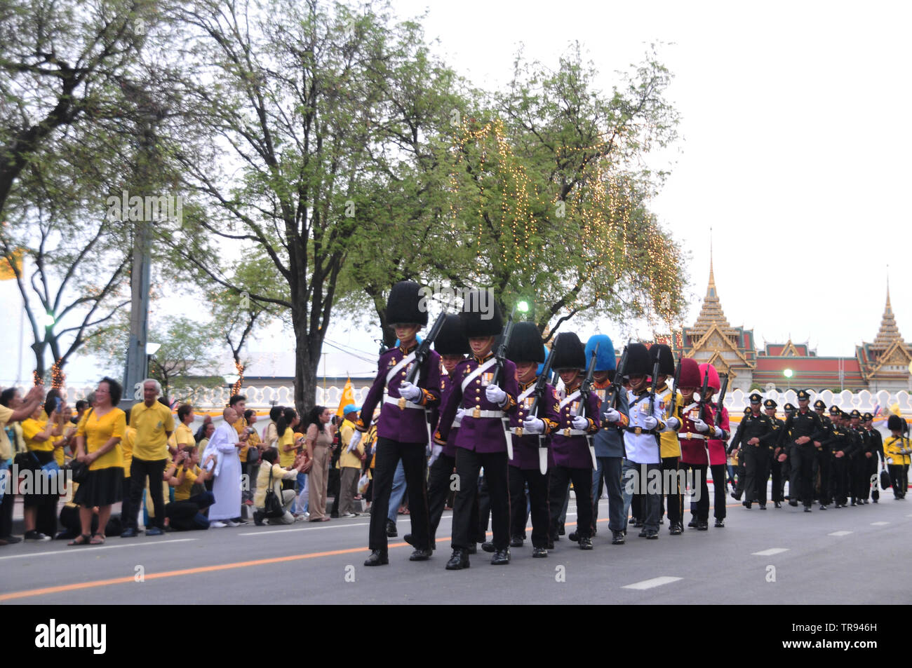 Bangkok, Thailand - 04 Mai 2019: King's Guard Regiments, Thai Royal Soldat in die Parade in der Reihe für die Krönung des Königs Zeremonie am Sanam Laung, der Roya Stockfoto