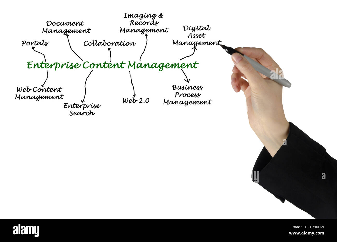Diagramm der Enterprise Content Management Stockfoto