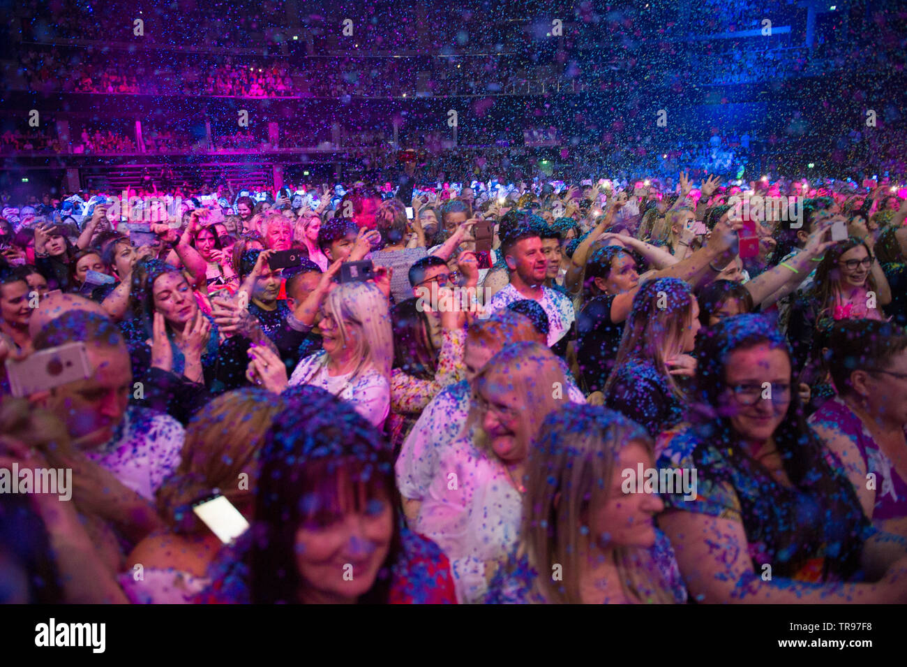 Glasgow, UK. 28. Mai 2019. Weltruf junge Band, Westlife, im Konzert an der Hydro-Arena in Glasgow während der zwanzig Tour". Stockfoto