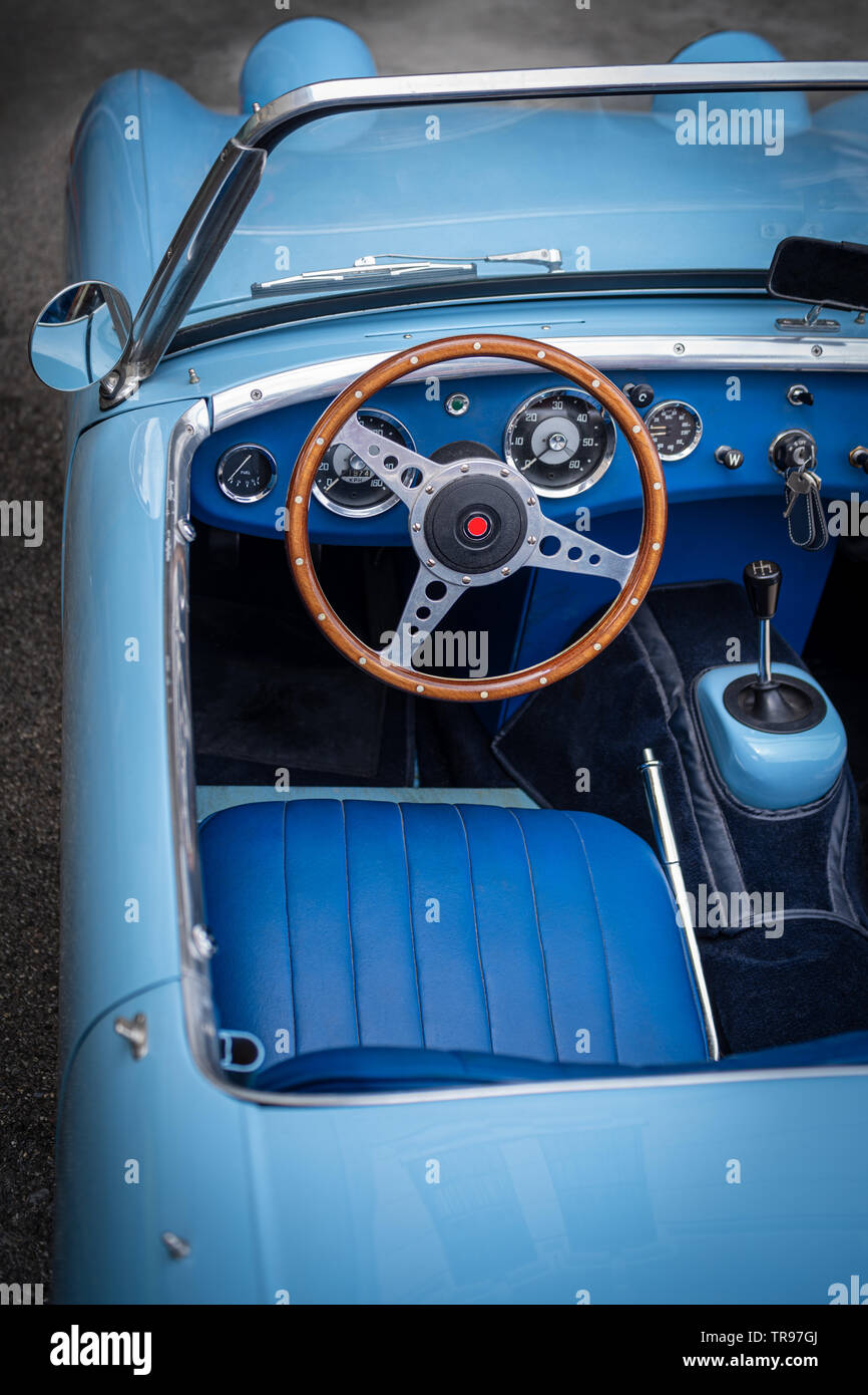 Nahaufnahme Detail von der Innenausstattung ein Vintage sport auto Stockfoto