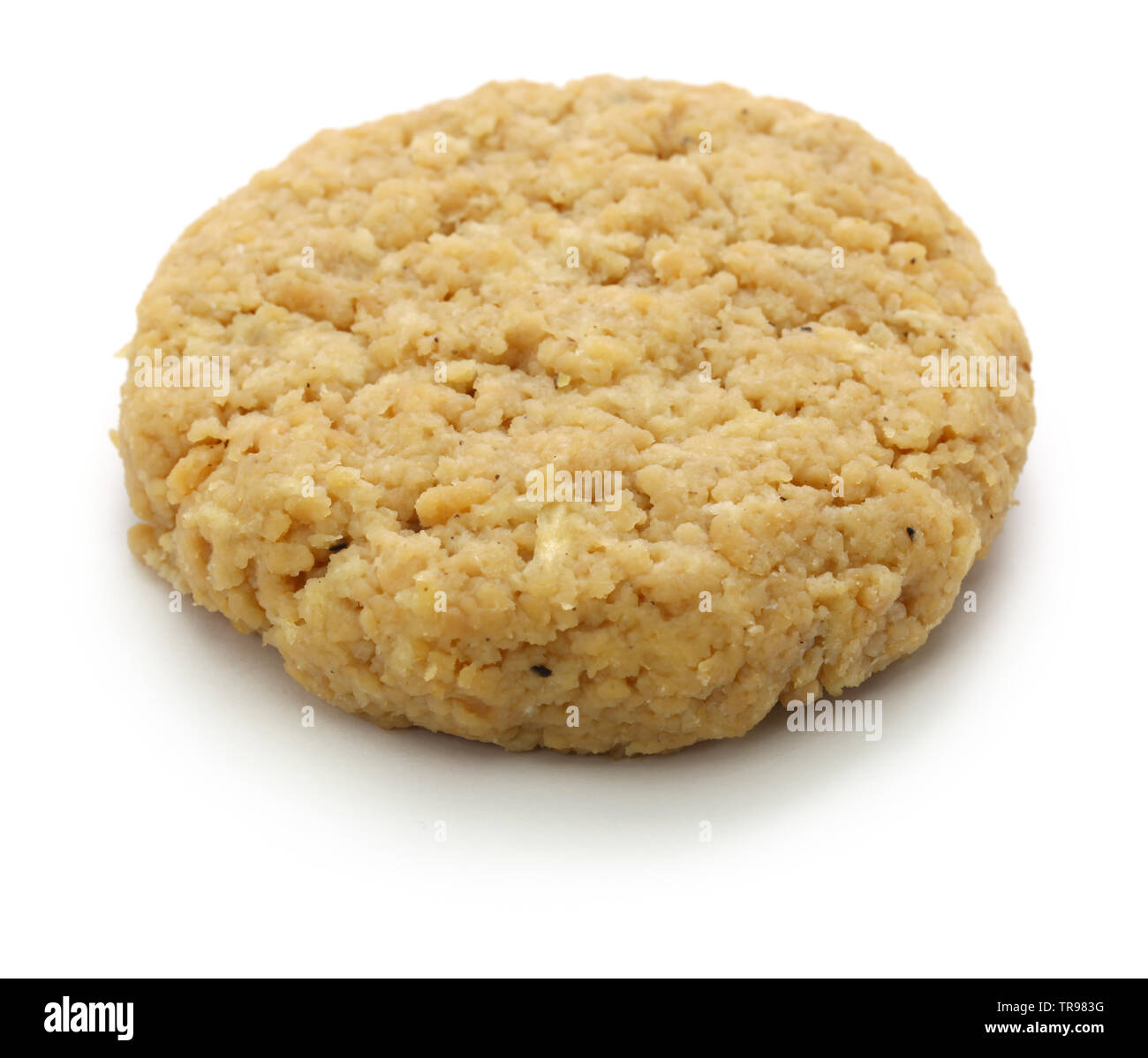Ungekochte pflanzliche Burger patty aus Soja Fleisch. Stockfoto