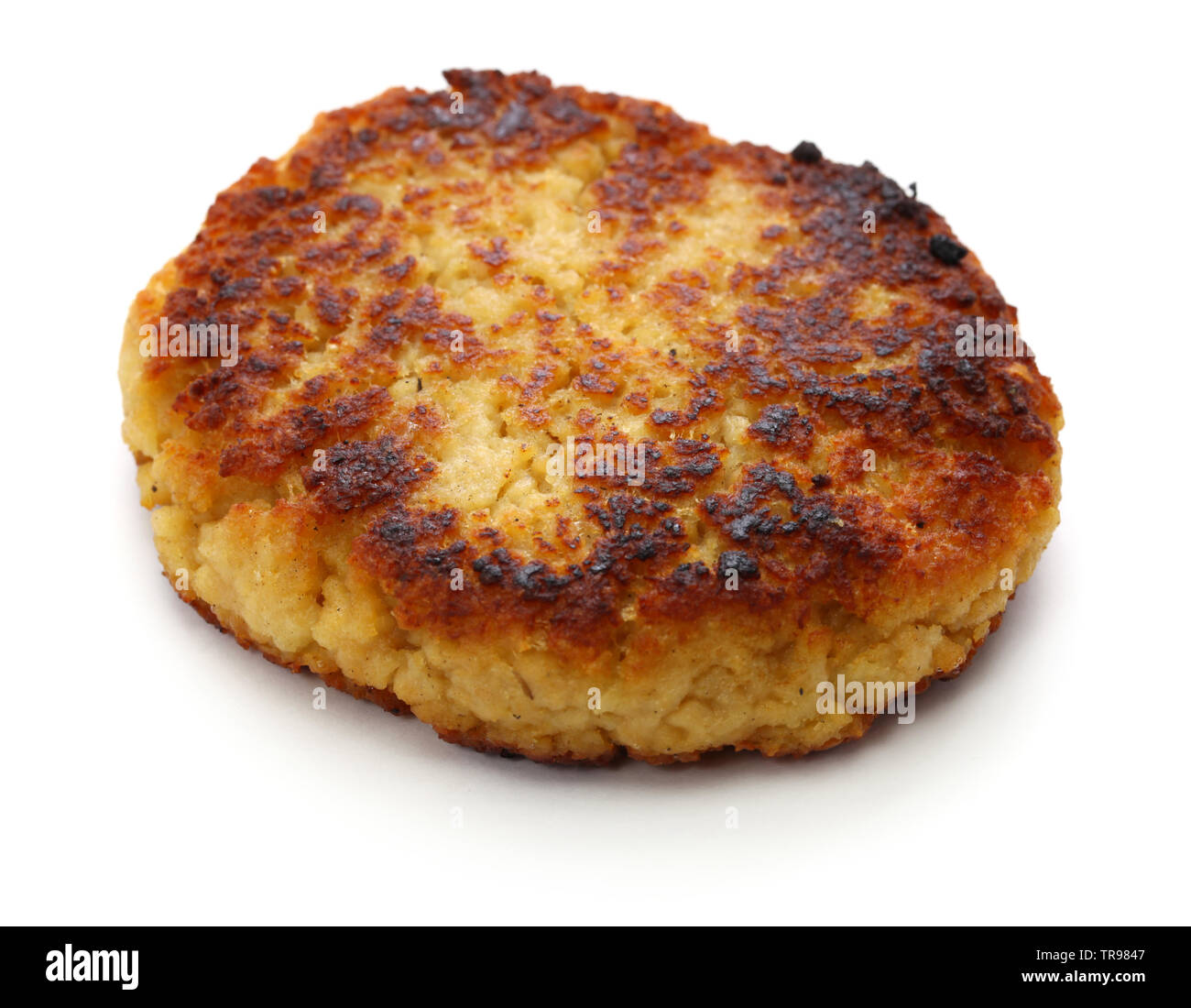 Gekocht auf Basis pflanzlicher Burger patty aus Soja Fleisch. Stockfoto