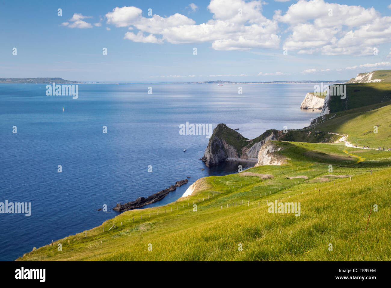 Durdle Door und Man O' War, Dorset, Großbritannien Stockfoto