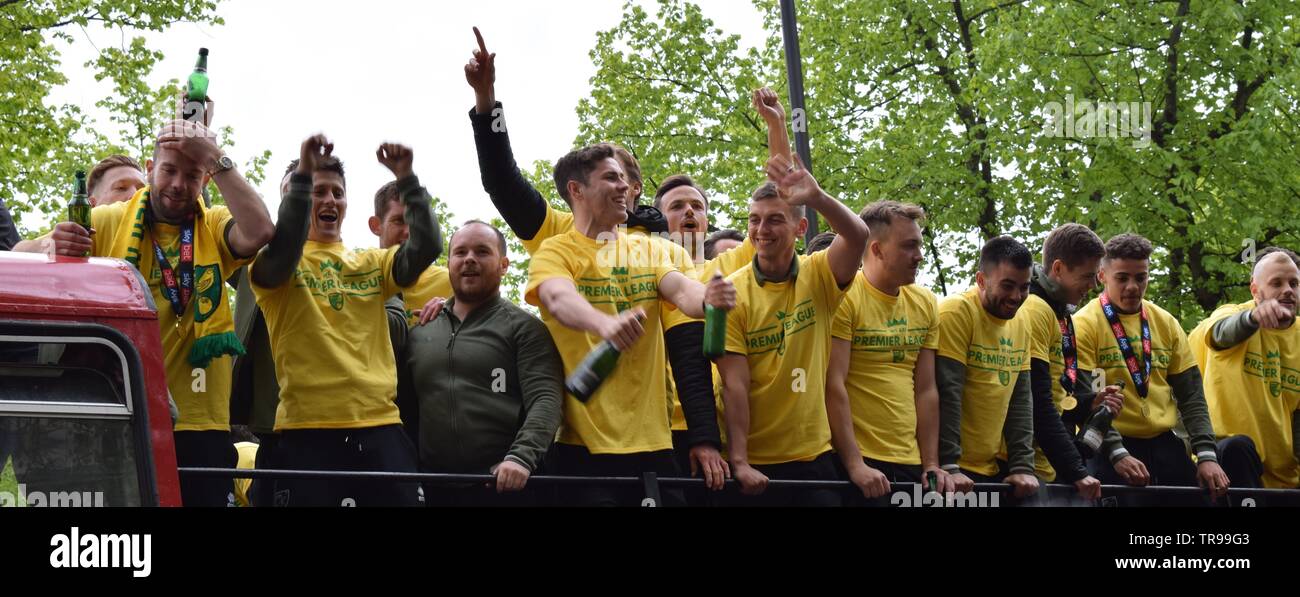 Norwich City Förderung Parade 6. Mai 2019 Norwich City Center Stockfoto