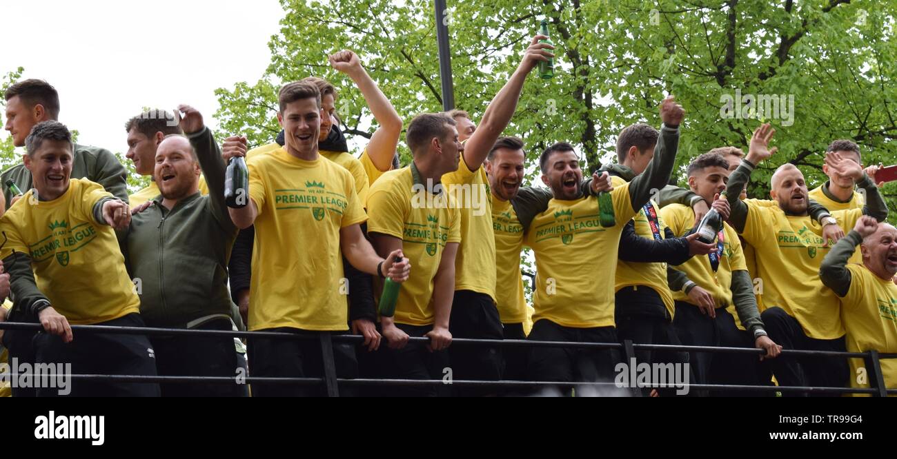 Norwich City Förderung Parade 6. Mai 2019 Norwich City Center Stockfoto