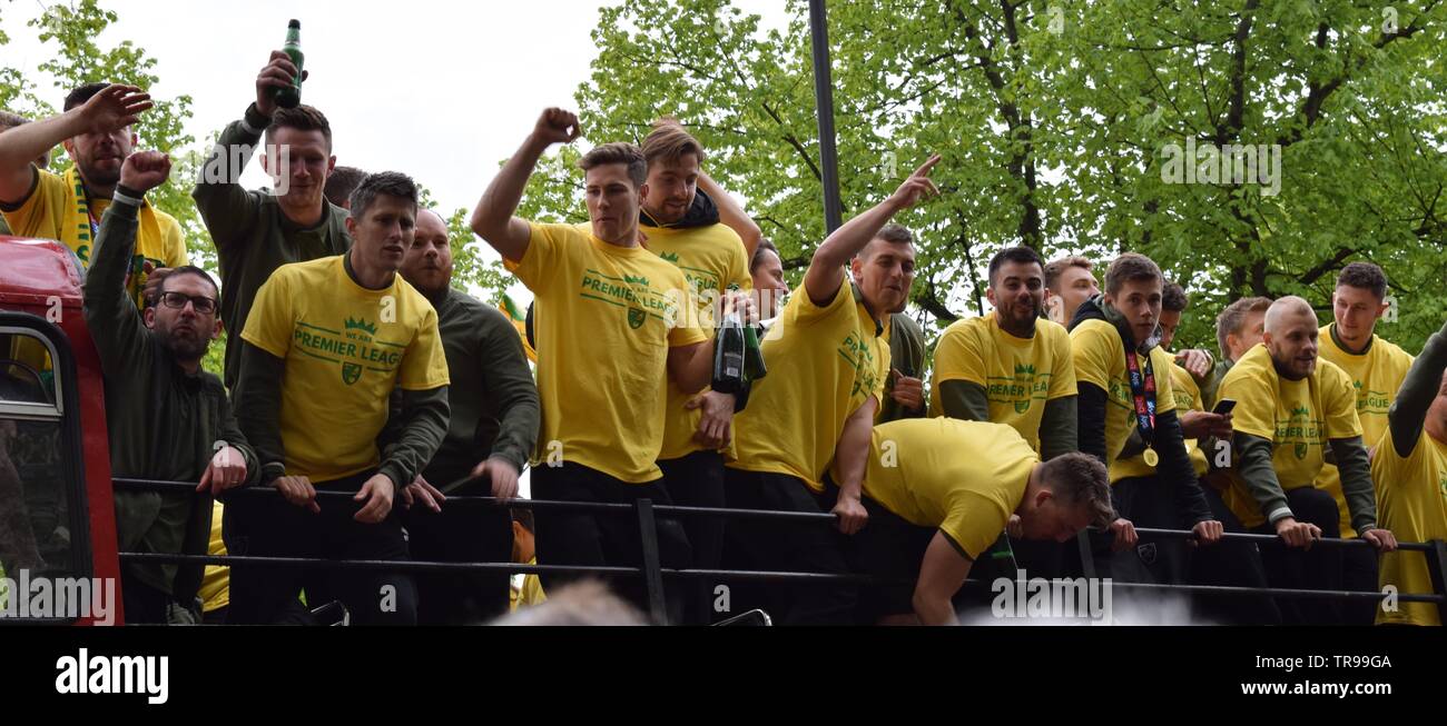 Norwich City Förderung Parade 6. Mai 2019 Norwich City Center Stockfoto