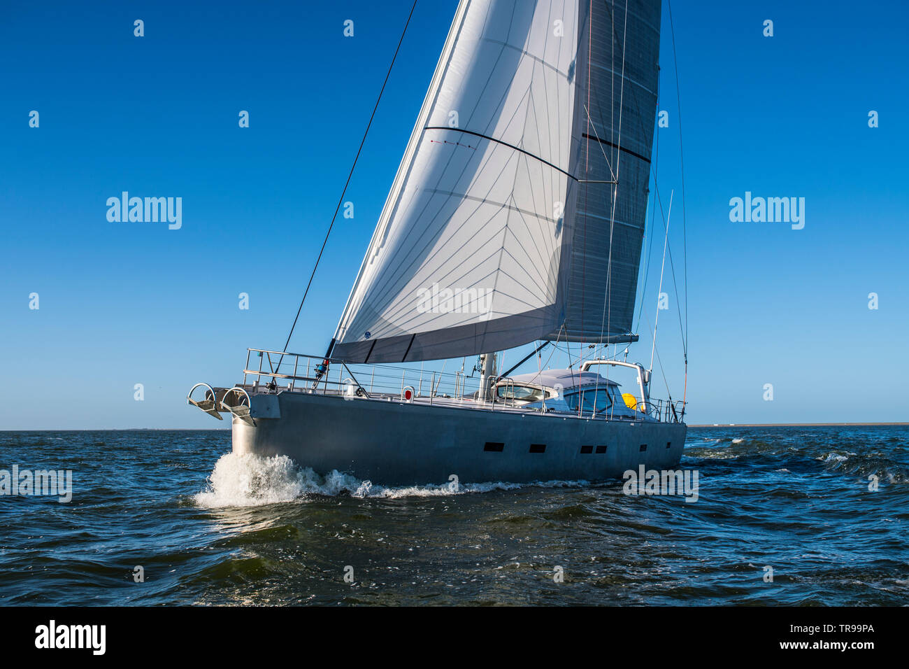 Segelyacht Qilak an K M Werft in Holland gebaut. Stockfoto