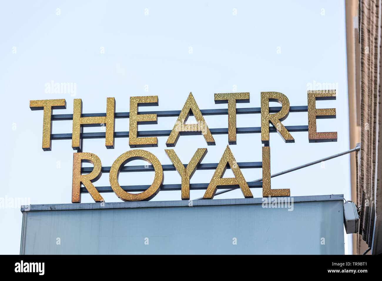 Theatre Royal Zeichen auf der Hope Street im Stadtzentrum von Glasgow, Schottland, Großbritannien Stockfoto