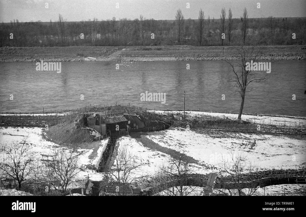 2. Weltkrieg Europa Bunker in Frankreich am Rhein - 2.Weltkrieg französische Bunker in der Nähe des Rheins Stockfoto