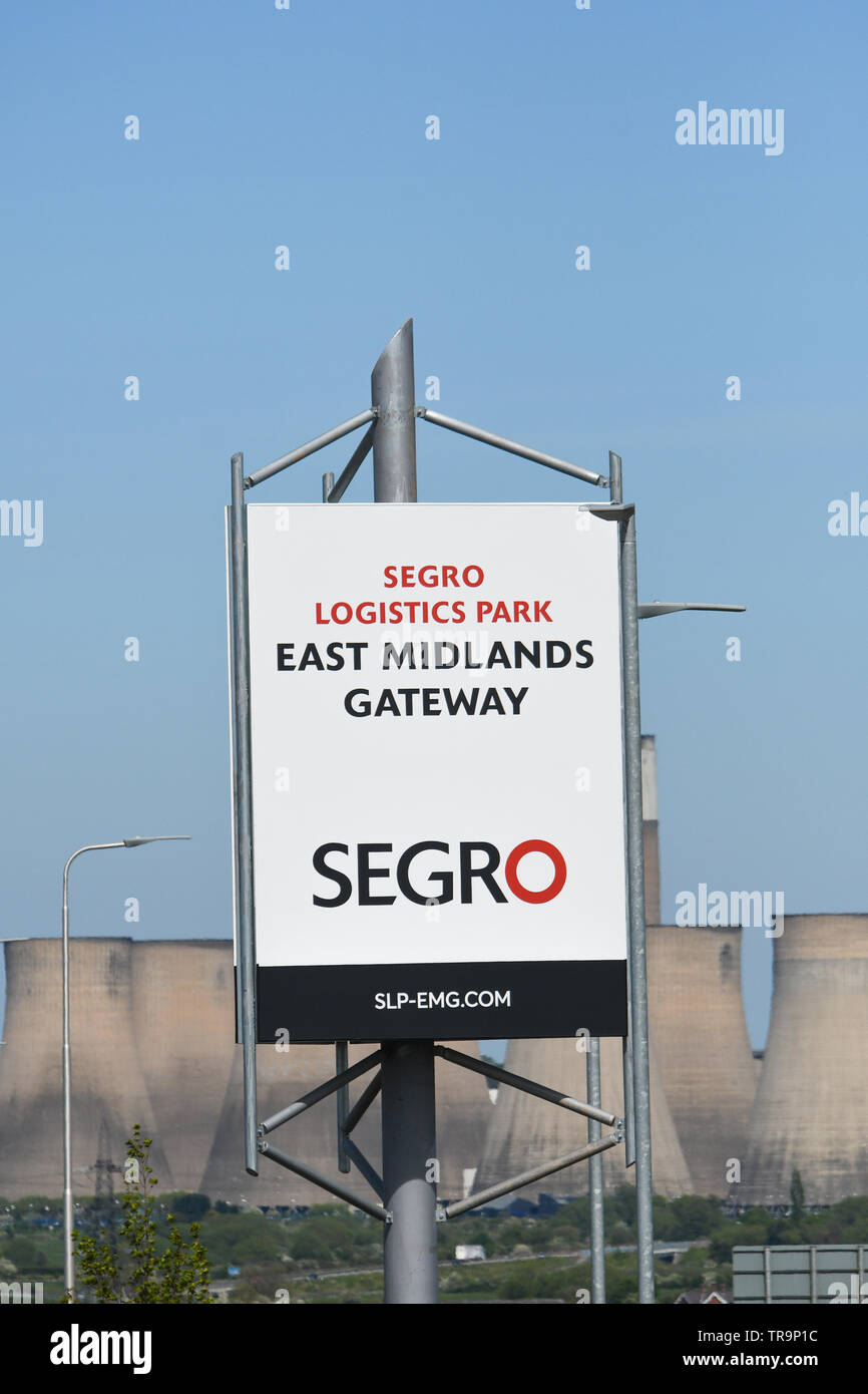 Segro Zeichen an der East Midlands Gateway Stockfoto
