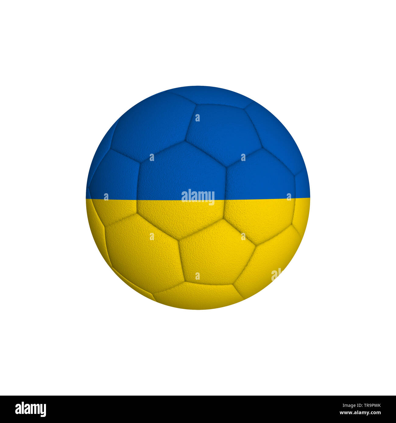 Fußball mit der Flagge von Ukraine isoliert auf weißem Hintergrund Stockfoto