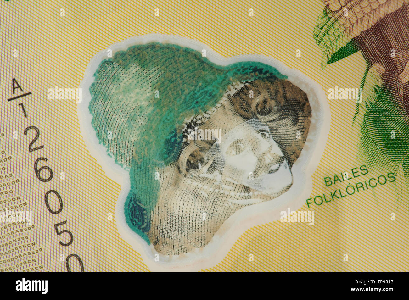 Konzept von Nicaragua Geld. Franklin Augen Blick von 100 Dollar Bill Stockfoto