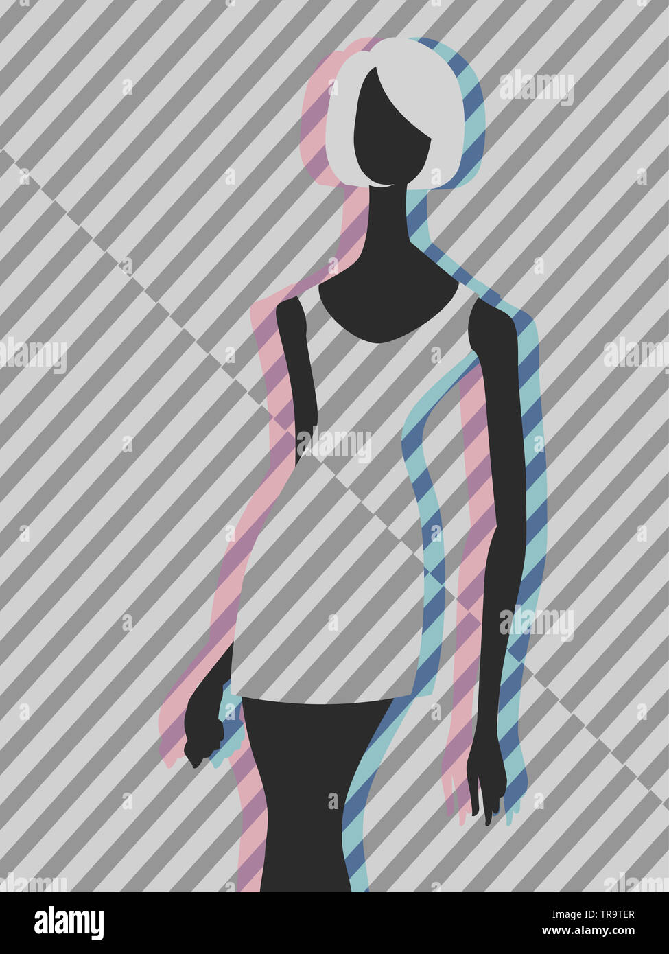 Abbildung: ein Mädchen Schaufensterfigur tragen Op Art Kleid inspiriert Stockfoto