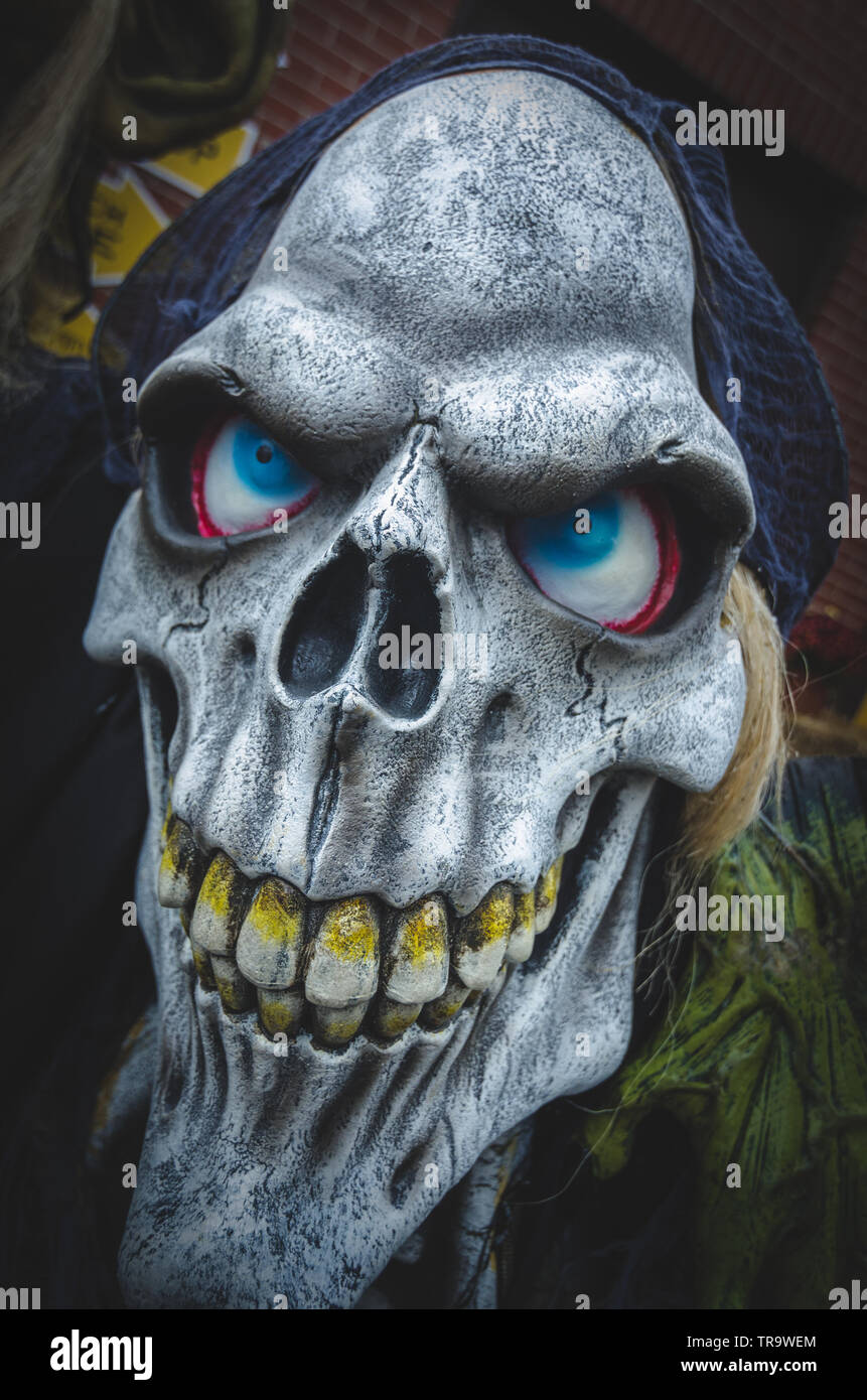 Sensenmann Gesicht Scary Halloween Kostüm Stockfoto