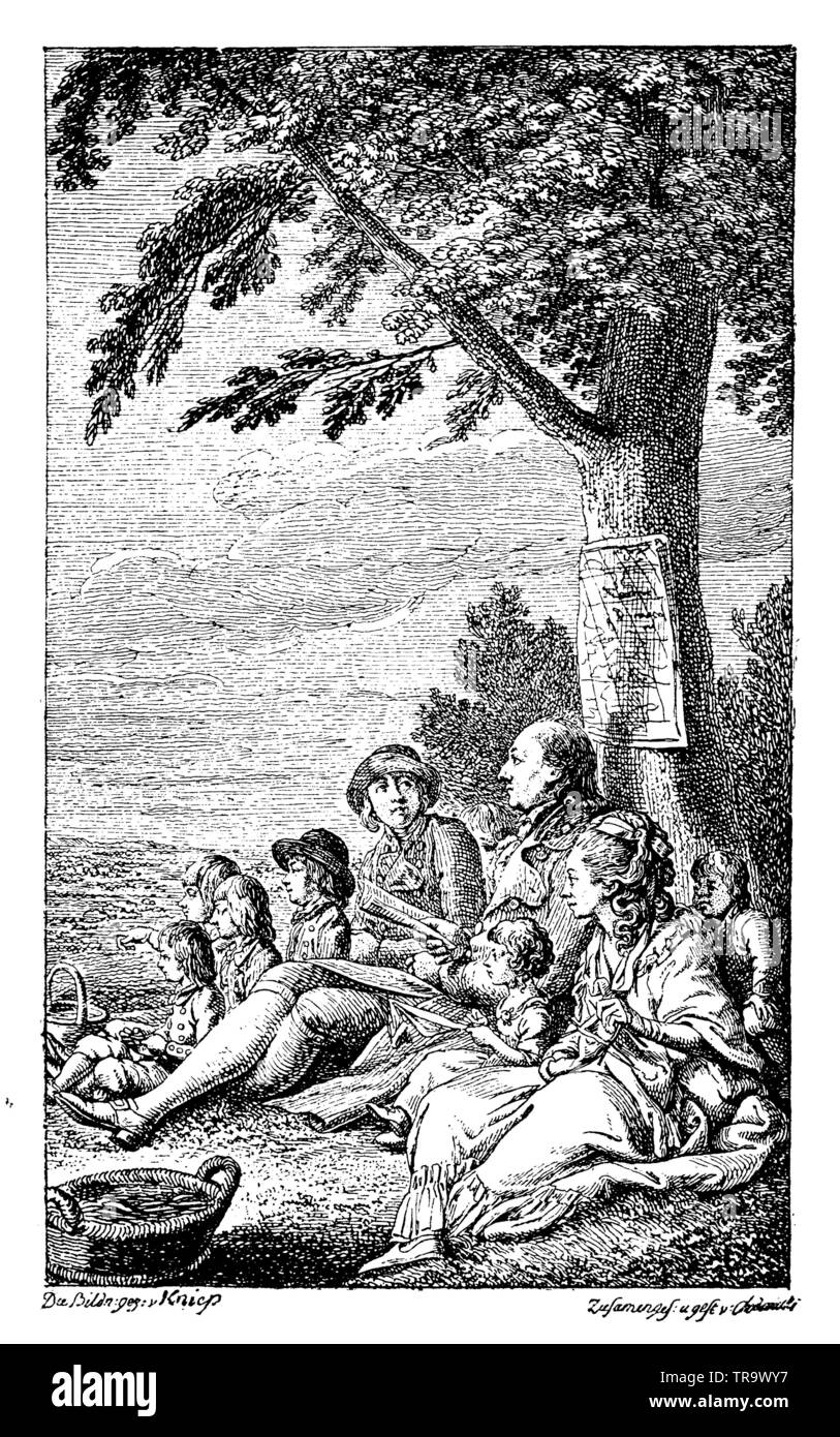 Abdeckung des Campes Robinson Crusoe. Radierung von Daniel Chodowiecki, Daniel Chodowiecki (kulturelle Geschichte Buch, 1893) Stockfoto