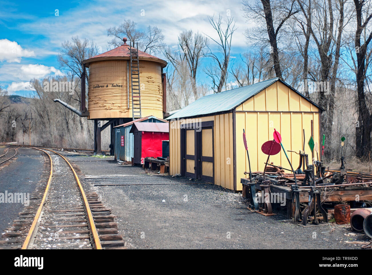 CHAMA TOLTEC CUMBRES RAILYARD IN CHAMA, NEW MEXICO Stockfoto