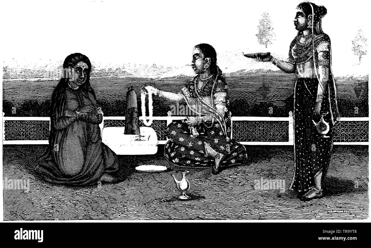 Indien: Indische Verehrung der verstorbenen Eltern,, (kulturelle Geschichte Buch, 1875) Stockfoto