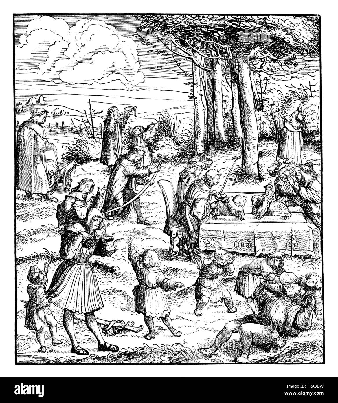 Jugend Spiele. Faksimile der Holzschnitt von Hans Burgkmair in der "Weißkunig", mit der Darstellung der jungen Maximilian unter seinen Mitspieler.,, Hans Burgkmair der Ältere (1473-1531) (kulturelle Geschichte Buch, 1893) Stockfoto