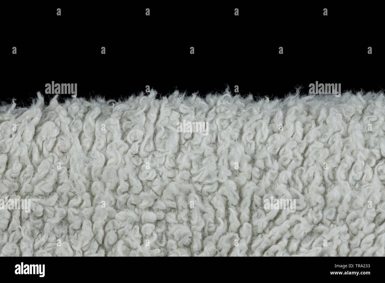 Makro Bild der Textur von einem weißen Handtuch aus Baumwolle Stockfoto