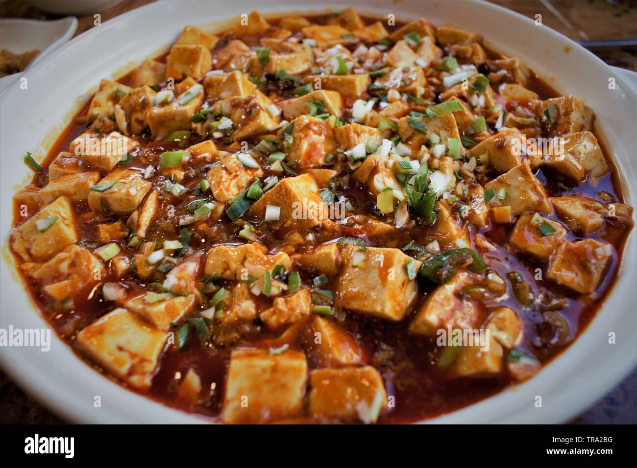 Chinesisches Tofu Gericht Mapo Doufu, Mapo-Tofu Stockfoto