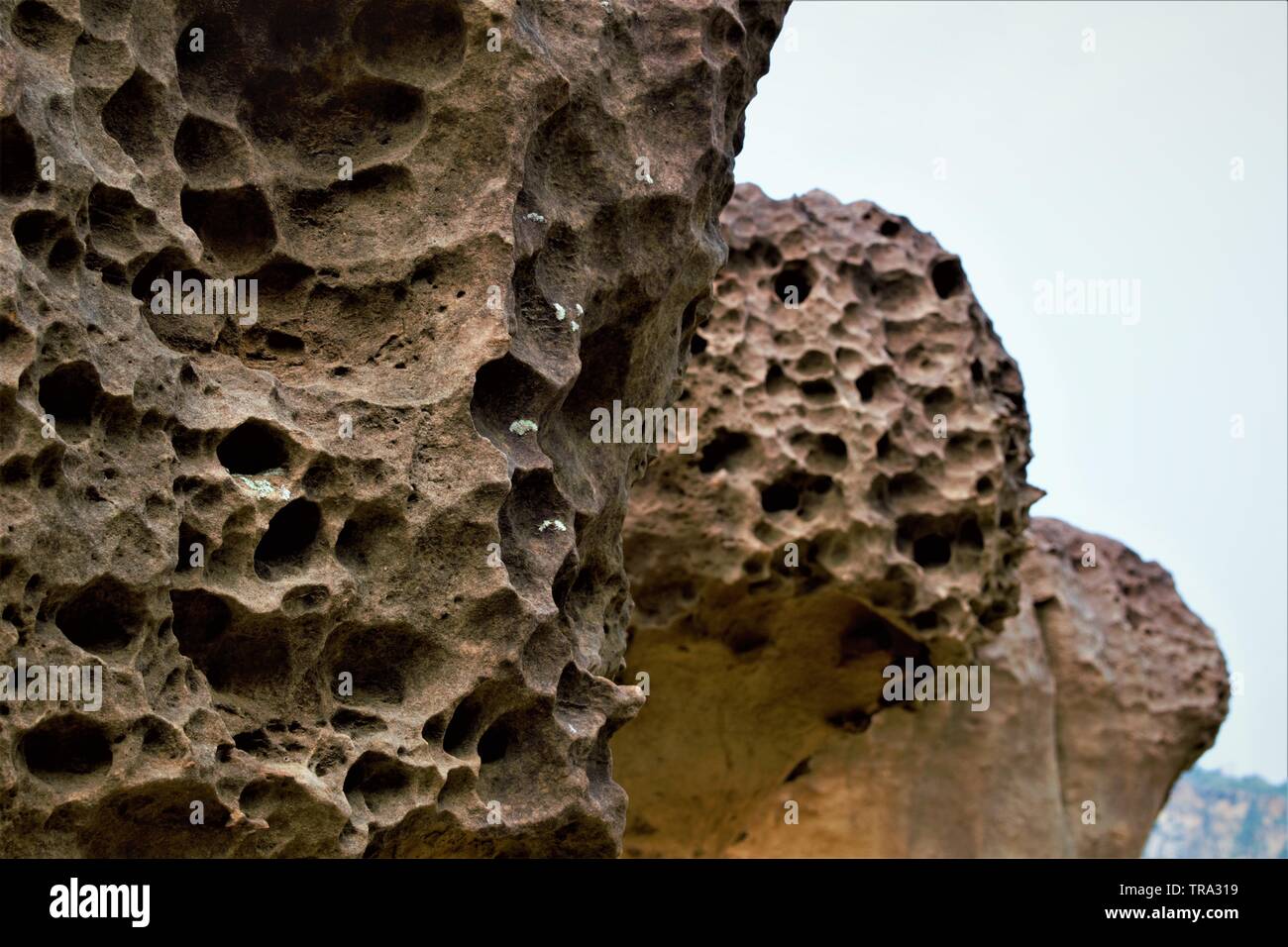 Felsformation im Yehliu Geopark, Wanli District, New Taipei, Taiwan Stockfoto