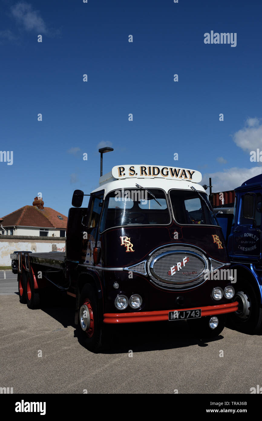 ERF Lastwagen an Klassiker Rally in Cleveleys Lancashire, Großbritannien Stockfoto