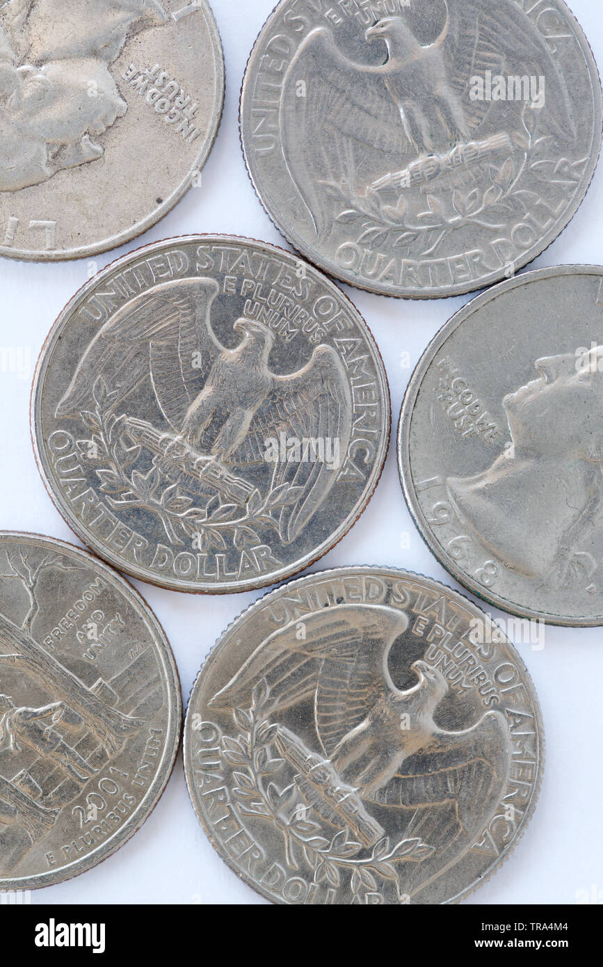 Verschiedene Münzen aus den USA. Stockfoto