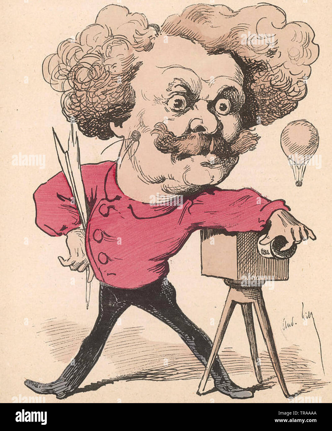 - Gaspard-Félix Tournachon NADAR (1820-1910) Karikatur des französischen Fotografen Stockfoto
