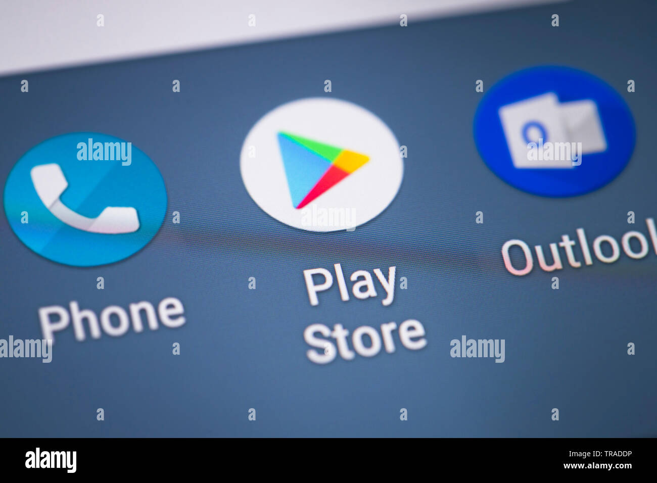 Play Store logo Symbol auf Mobiltelefon Stockfoto