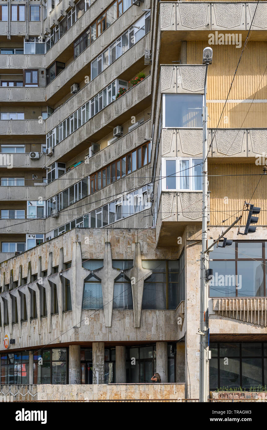 Sozialistische Architektur auf der Strada Anastasie Panu, Iasi, Rumänien Stockfoto