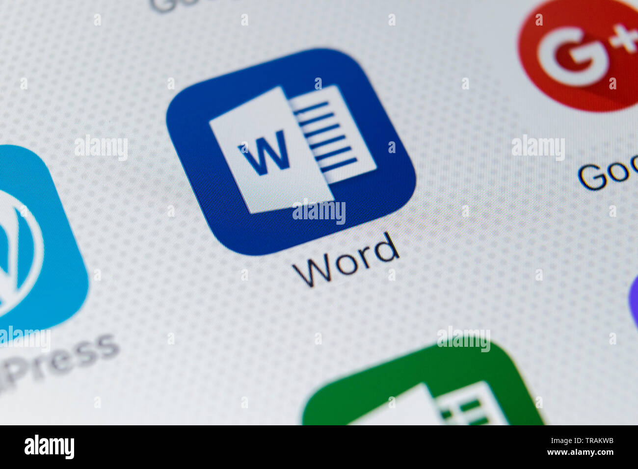 Sankt-Petersburg, Russland, 9. Februar 2018: die Anwendung Microsoft Word Symbol auf dem Apple iPhone X-close-up. Microsoft Word Symbol. Microsoft Office o Stockfoto