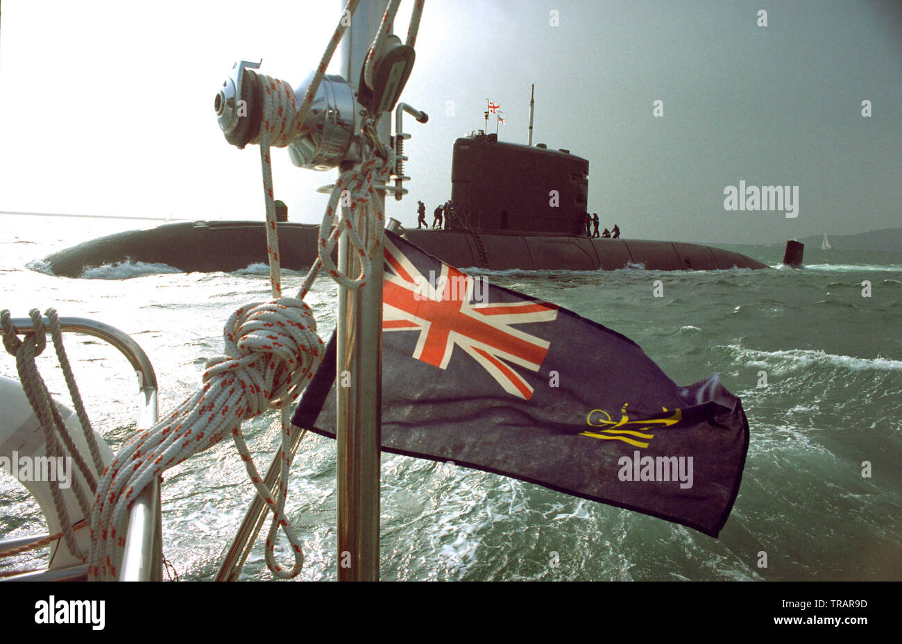 Okt 1994 - HMS Unicorn kommt in Plymouth Sound in Devon, Großbritannien. Letzte Diesel der Royal Navy u-Boot. Stockfoto