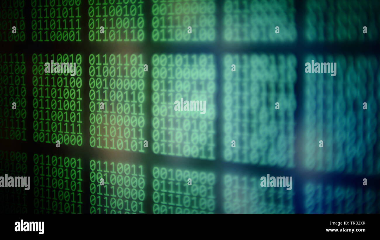 Datenfenster anzeigen Blöcke von binären Code Anzahl Ziffern. digitale Information und Informatik Themen. Die Codierung hacker Cyber Warfare und persönliche i Stockfoto