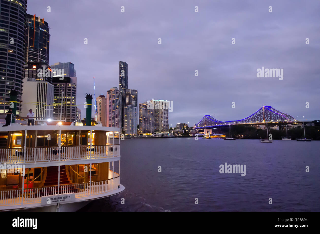 Brisbane River, Central Business District und der Story Bridge, Brisbane, Queensland, Australien Stockfoto