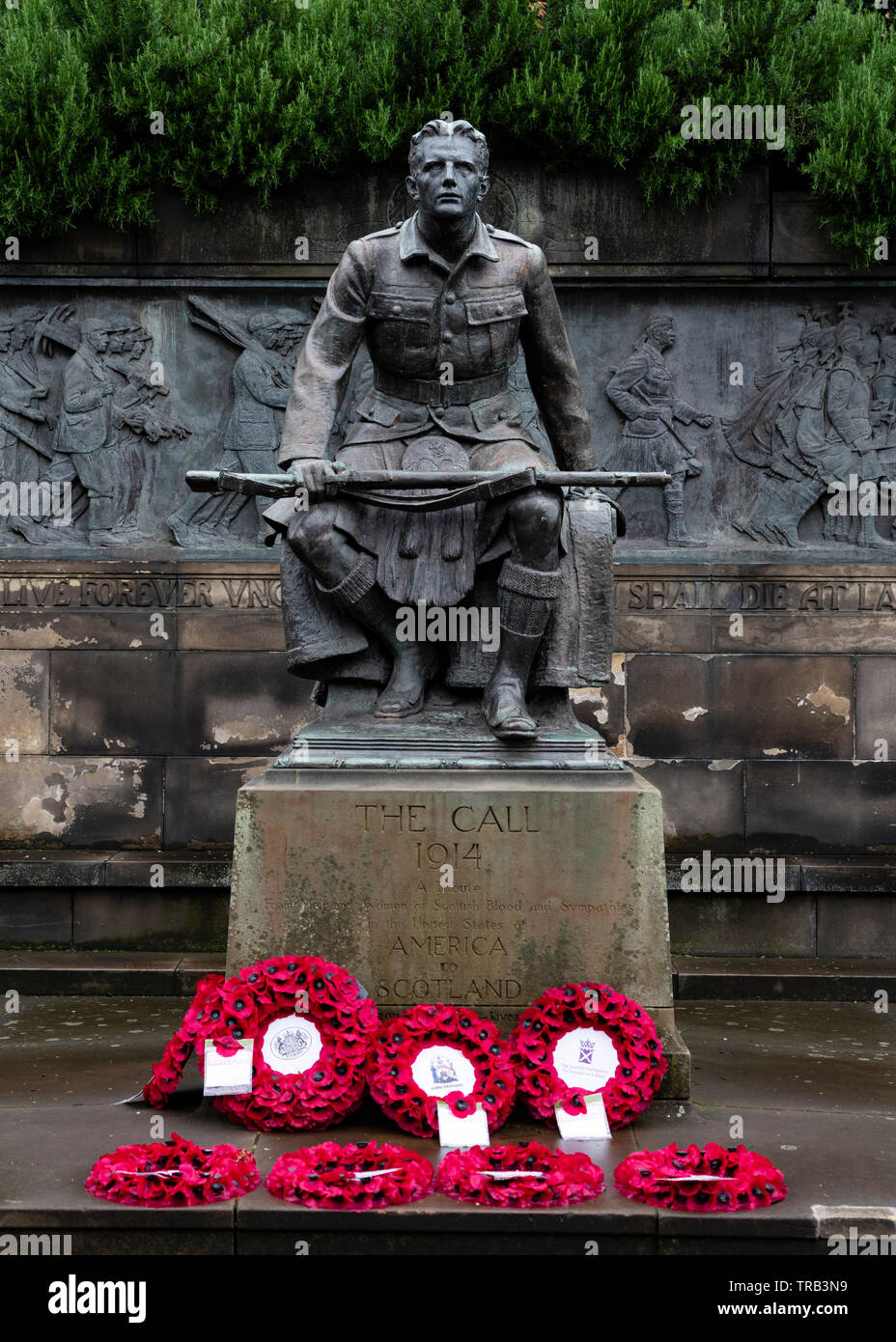 Der schottische American Memorial, die sich der Anruf in der Princes Street Gardens Edinburgh, Schottland 1914. Großbritannien Stockfoto
