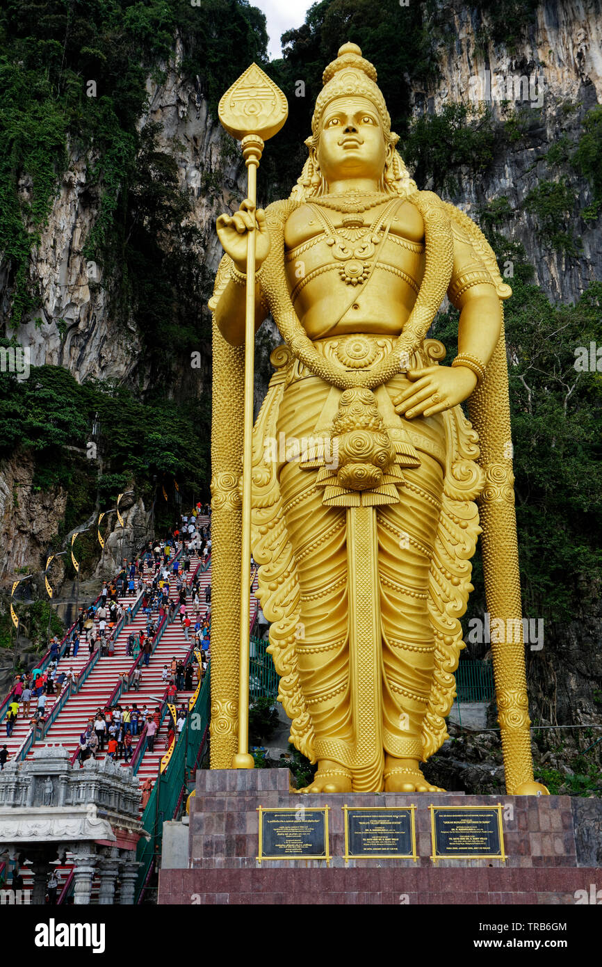 Murugan Statue, Batu Höhlen, Kuala Lumpur, Malaysia. Stockfoto