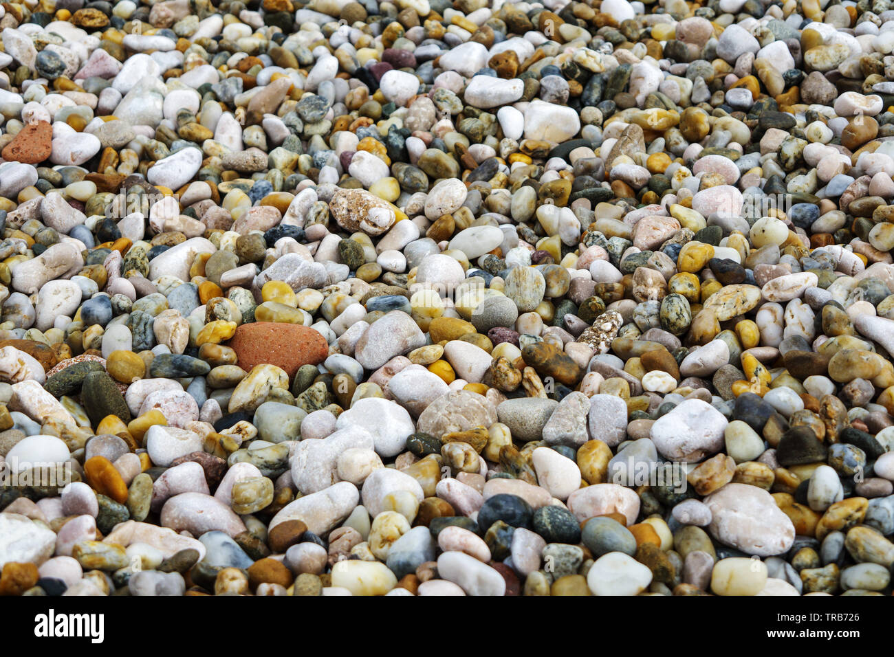 Farbige Steine von Baska Strand. Insel Krk. Kroatien. Europa. Stockfoto