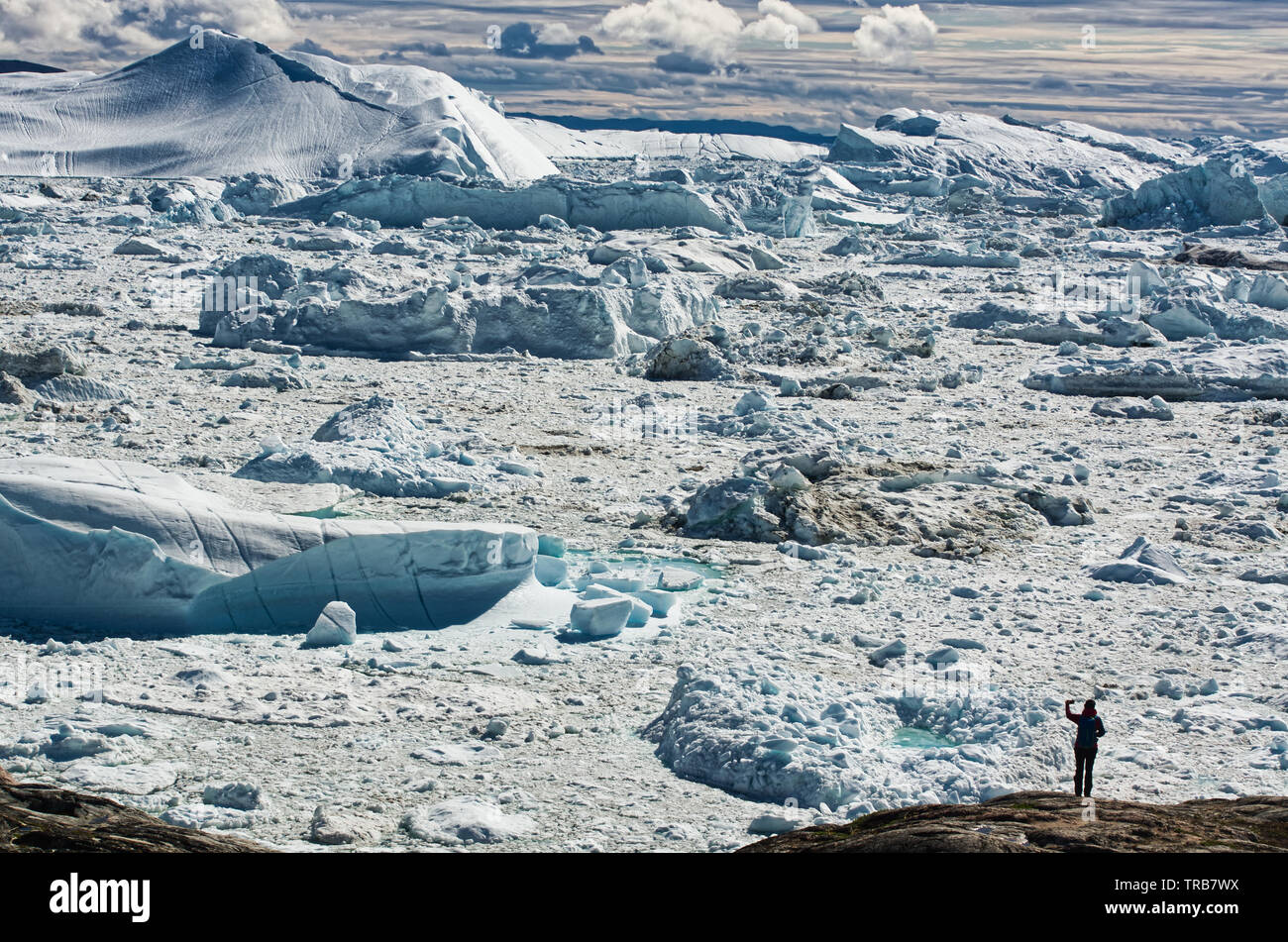 Bewundern Sie die Eisberge in der Diskobucht, Grönland Stockfoto