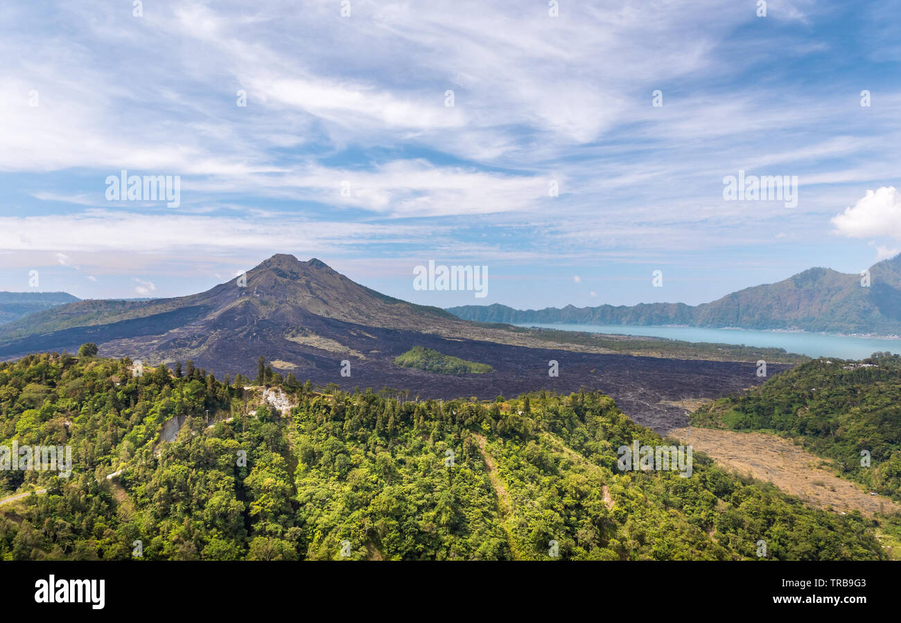 Die schöne Landschaft des Mount Batur Vulkan auf Bali, Indonesien Stockfoto