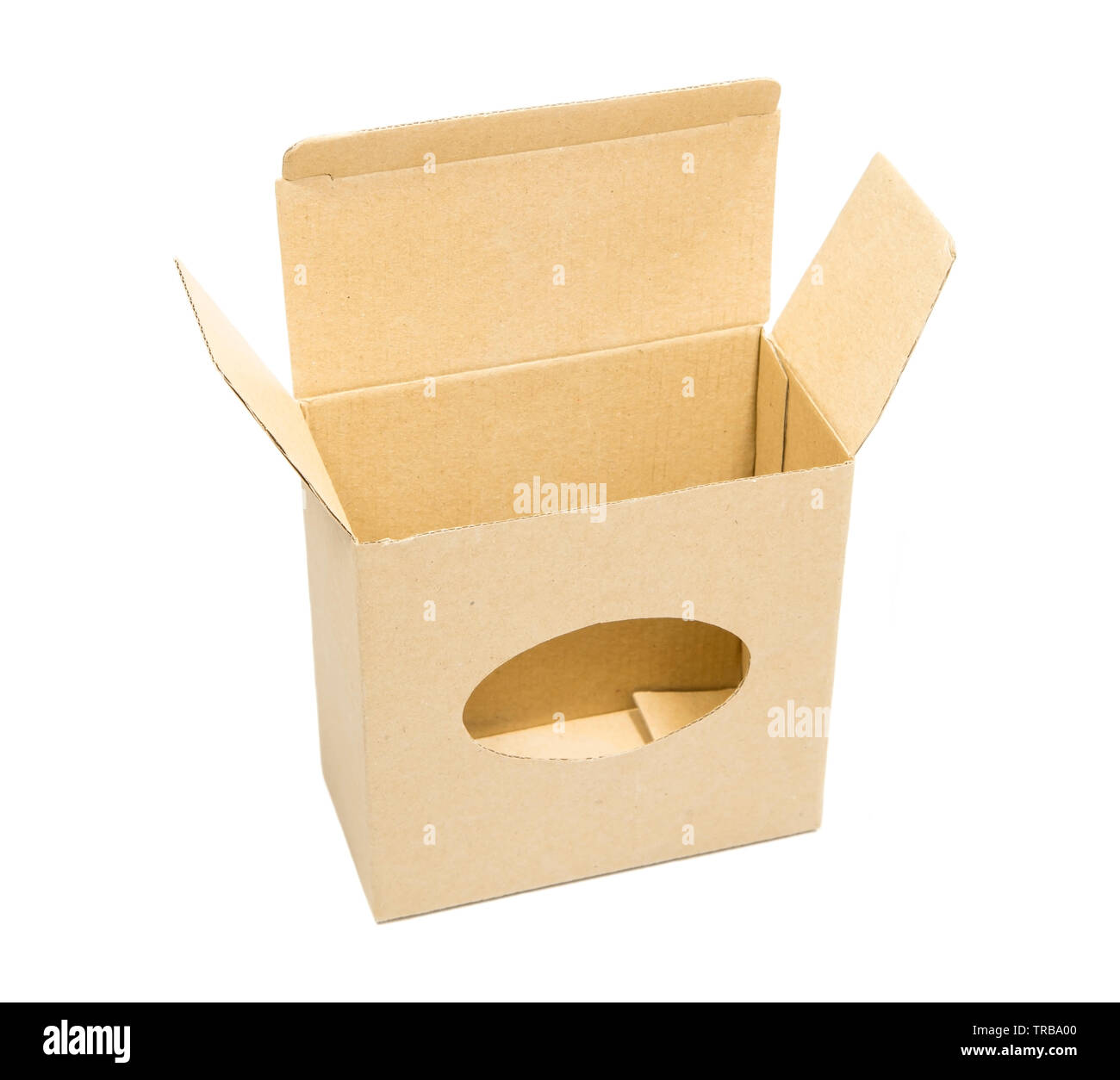 Karton, isoliert auf weißem Hintergrund Stockfoto