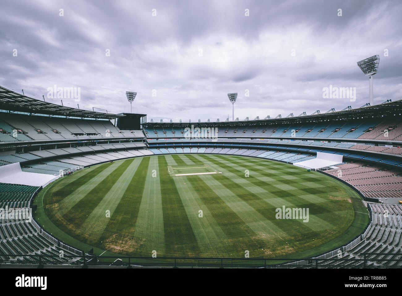 Weitwinkelobjektiv mit Blick auf Melbourne Cricket Ground (MCG), Australien Stockfoto