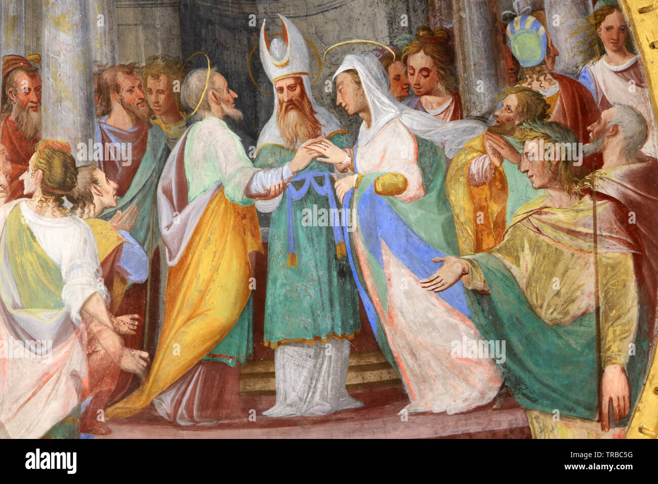 Ehe der Jungfrau Maria und des hl. Josef. Wallfahrtskirche Madonna del Sasso. Orselina. Die Schweiz. Stockfoto