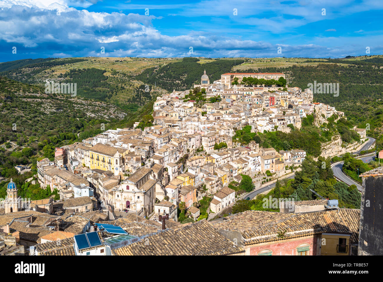 Blick auf die Altstadt von Ragusa Ibla in Sizilien, Italien Stockfoto
